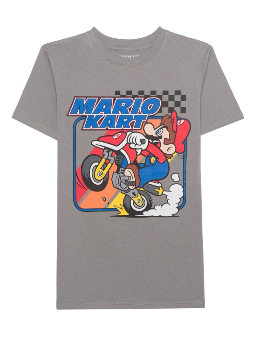 Nintendo Mario Bros Boys Checkered Striped Short Sleeve T-Shirt - Boys XL
